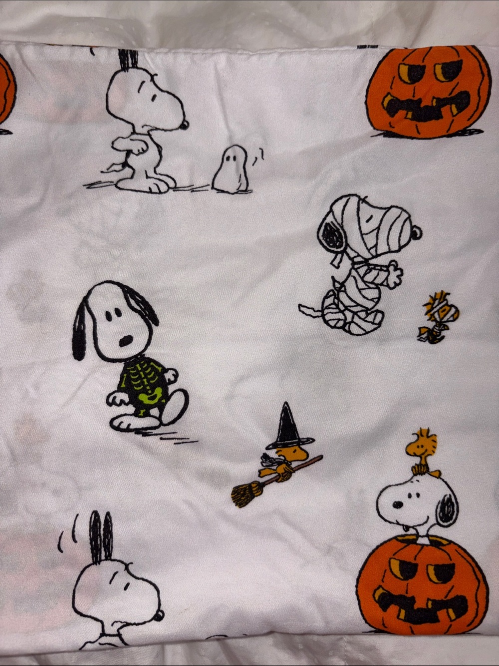 Berkshire Peanuts Halloween Sheet Set Snoopy Woodstock With Jack-o-Lantern